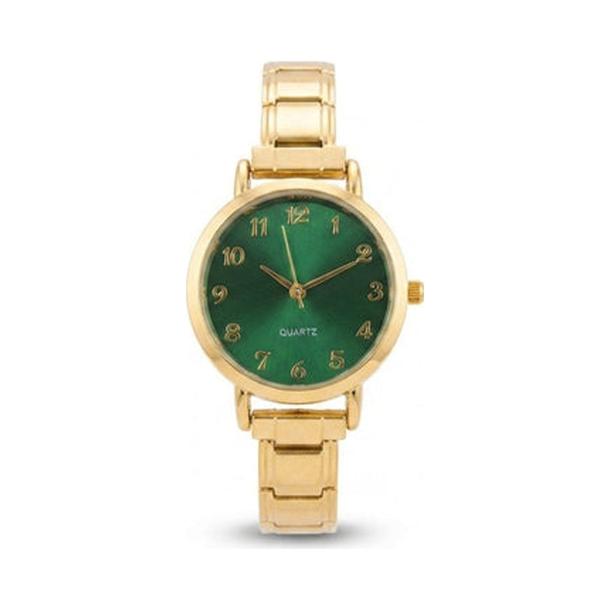 Gold Link Round Green Crystal Marker Italian Watch