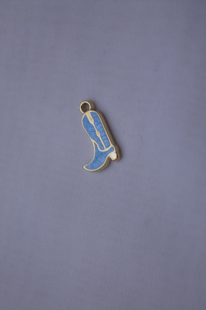Blue Enamel Cowboy Boot Charm