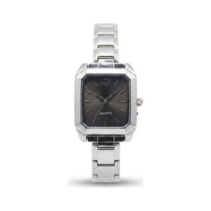 Silver Link Rectangular Charcoal Grey Dial Italian Watch