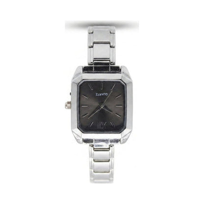 Silver Link Rectangular Charcoal Grey Dial Italian Watch