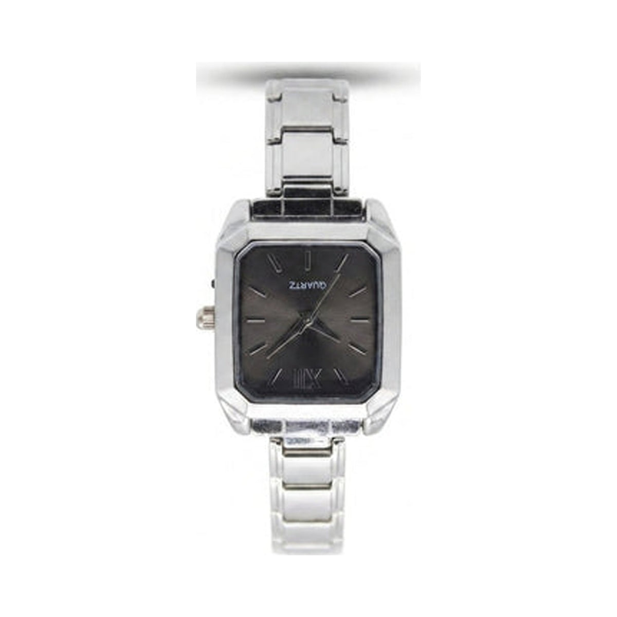 Silver Link Rectangular Charcoal Grey Dial Italian Watch