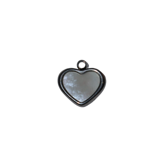 Metal Mother of Pearl Heart Charm