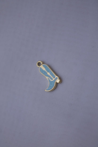 Light Blue Enamel Cowboy Boot Charm