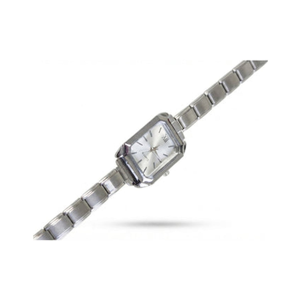 Silver Link Rectangular Silver Dial Italian Watch