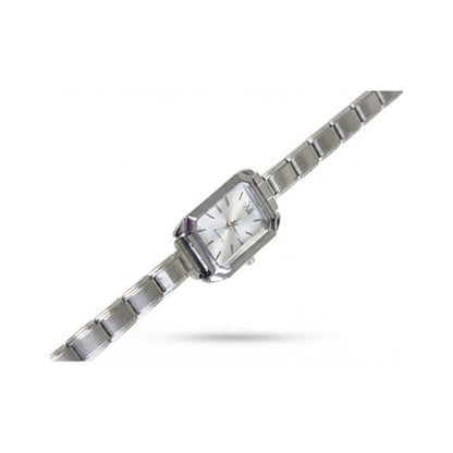 Silver Link Rectangular Silver Dial Italian Watch