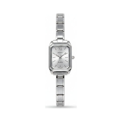 Silver Link Rectangular Silver Dial Italian Watch