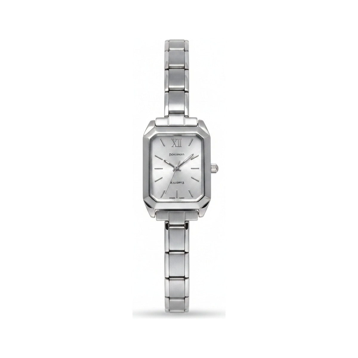 Silver Link Rectangular Silver Dial Italian Watch