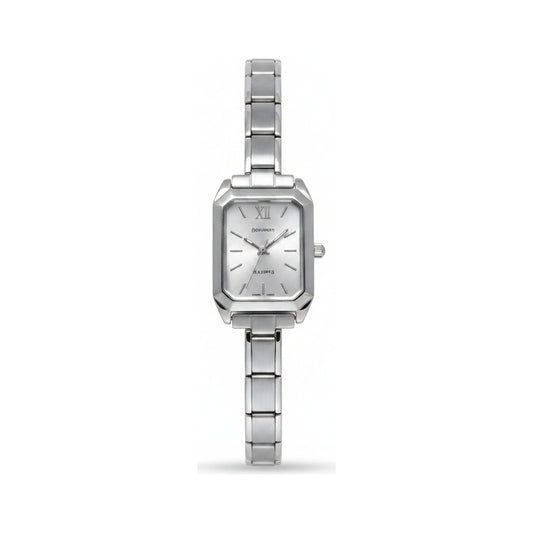 Silver Link Rectangular Silver Dial Italian Watch