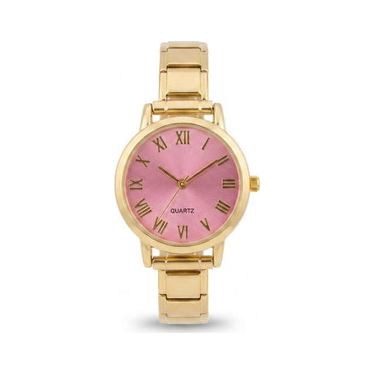 Gold Link Round Pink Roman Numeral Italian Watch (v2)