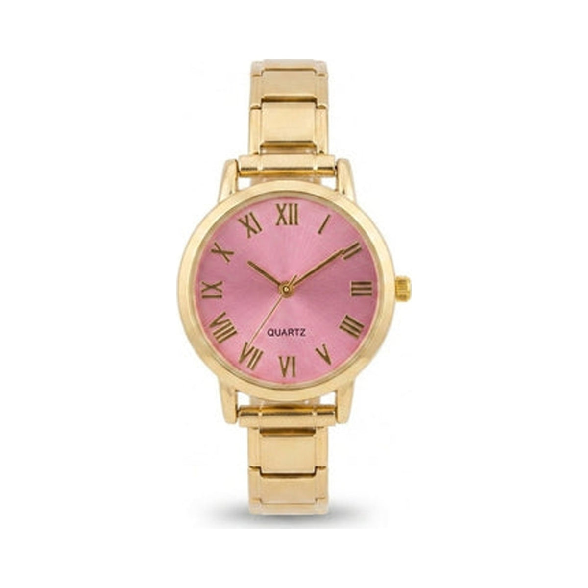 Gold Link Round Pink Roman Numeral Italian Watch (v2)