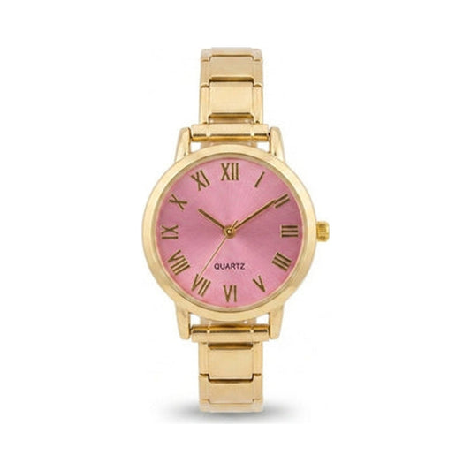 Gold Link Round Pink Roman Numeral Italian Watch (v2)