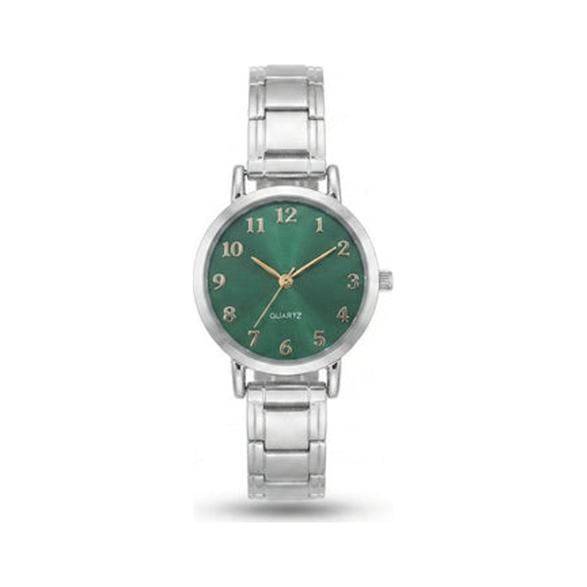 Silver Link Round Green Arabic Numeral Italian Watch