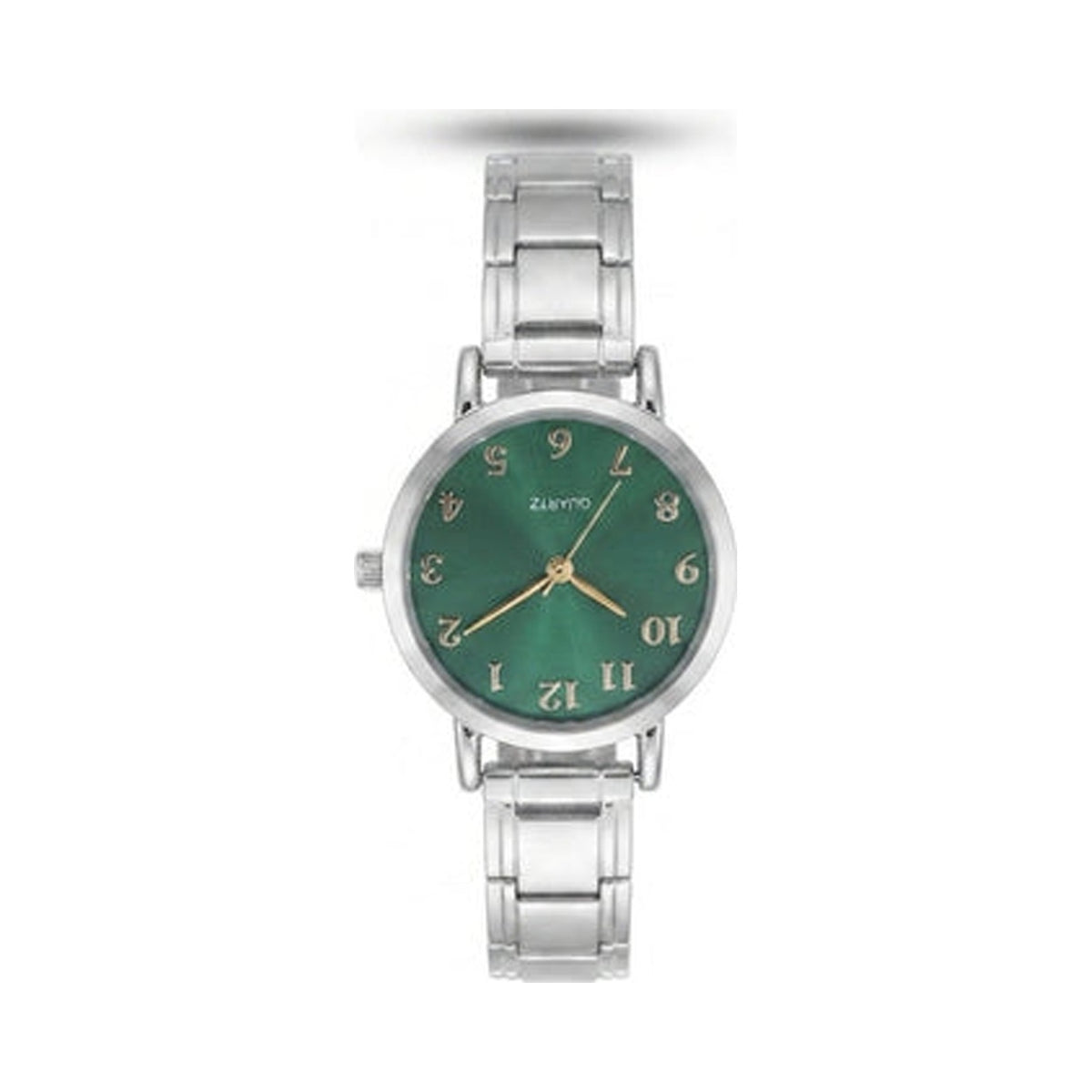 Silver Link Round Green Arabic Numeral Italian Watch