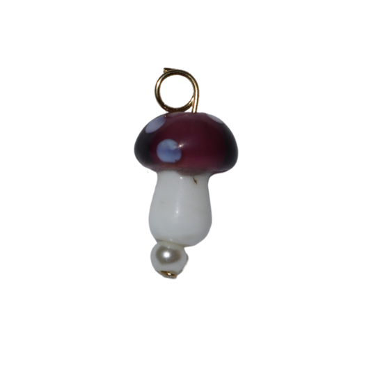 Lampwork Glass Mushroom Charm