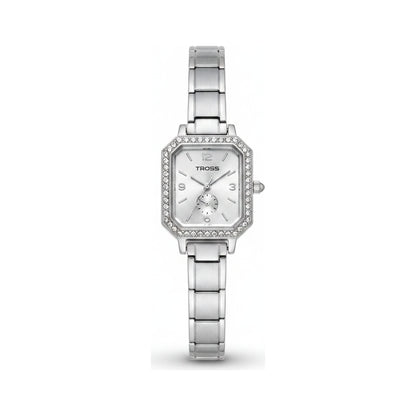 Silver Link Octagonal Crystal Bezel Silver Dial Italian Watch