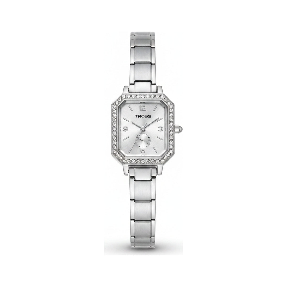Silver Link Octagonal Crystal Bezel Silver Dial Italian Watch