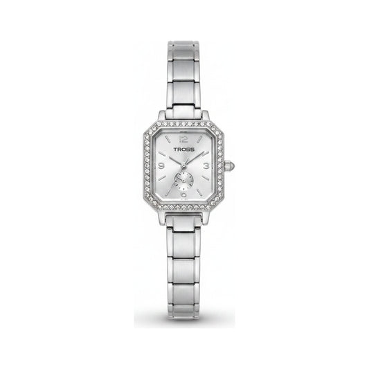 Silver Link Octagonal Crystal Bezel Silver Dial Italian Watch