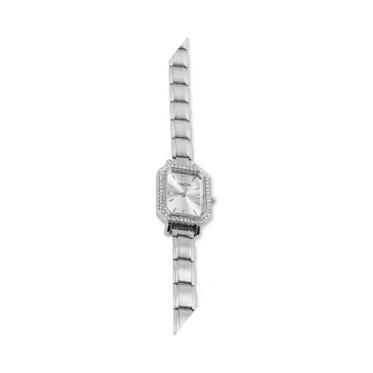 Silver Link Octagonal Crystal Bezel Silver Dial Italian Watch