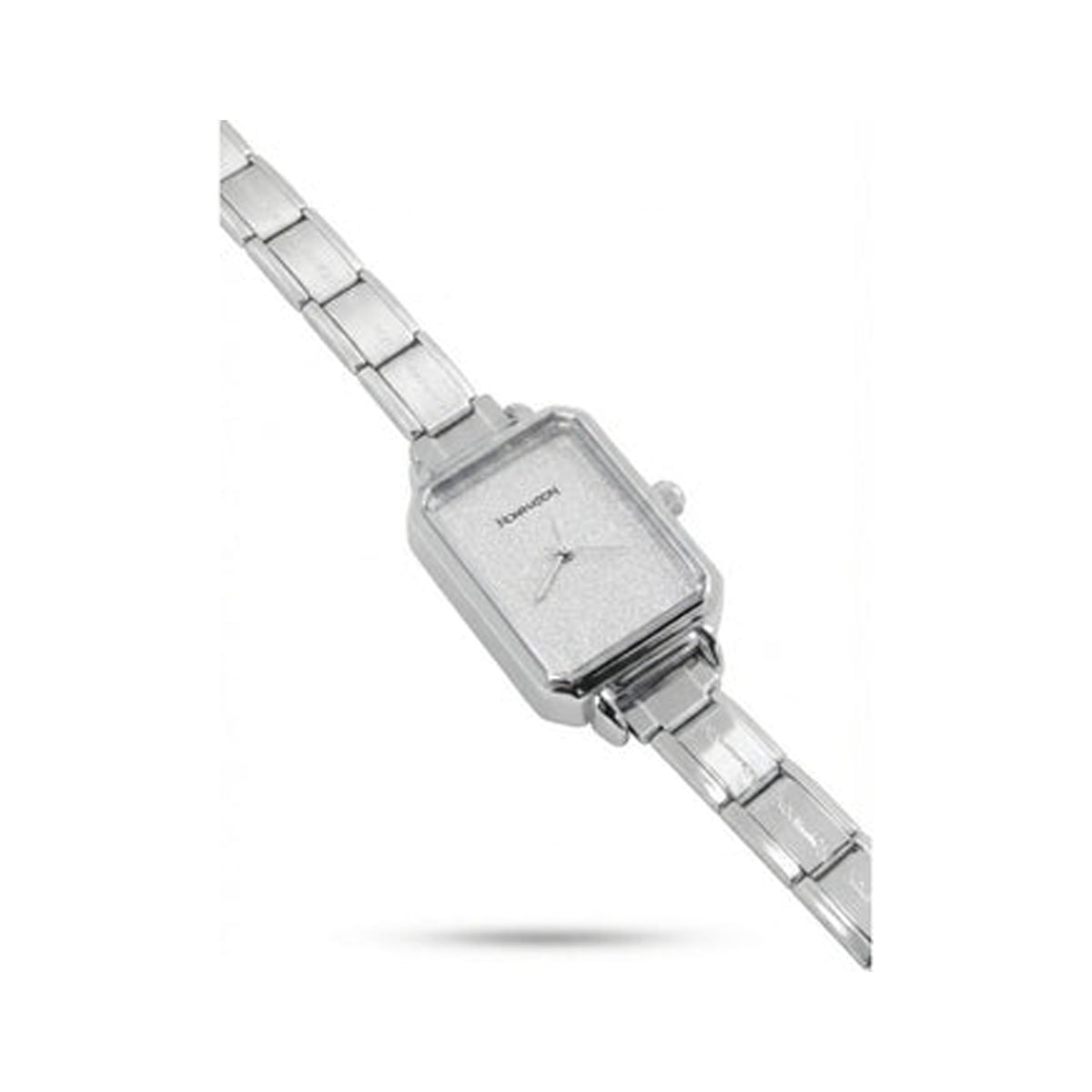 Silver Link Rectangular Glitter Dial Italian Watch