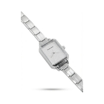 Silver Link Rectangular Glitter Dial Italian Watch