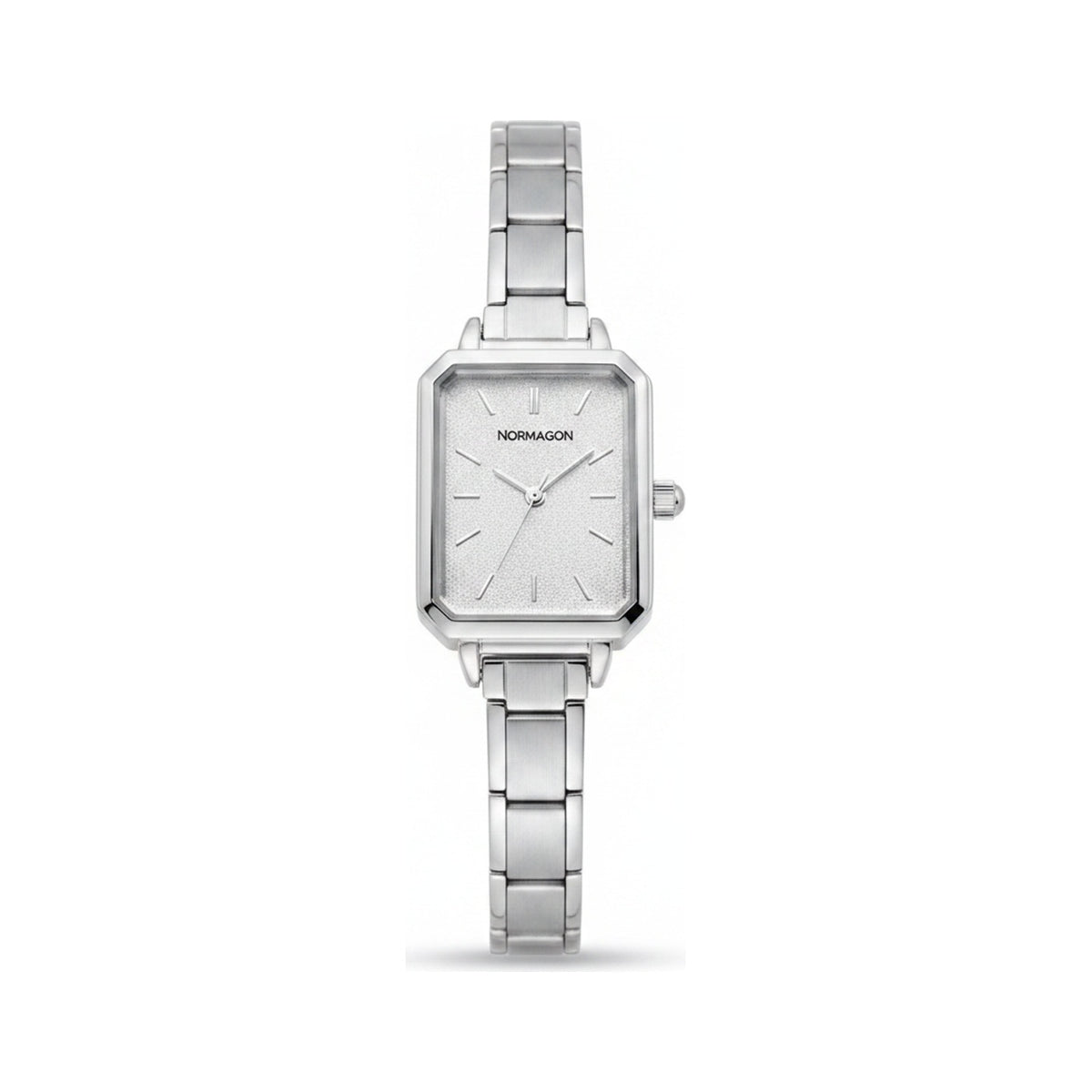 Silver Link Rectangular Glitter Dial Italian Watch