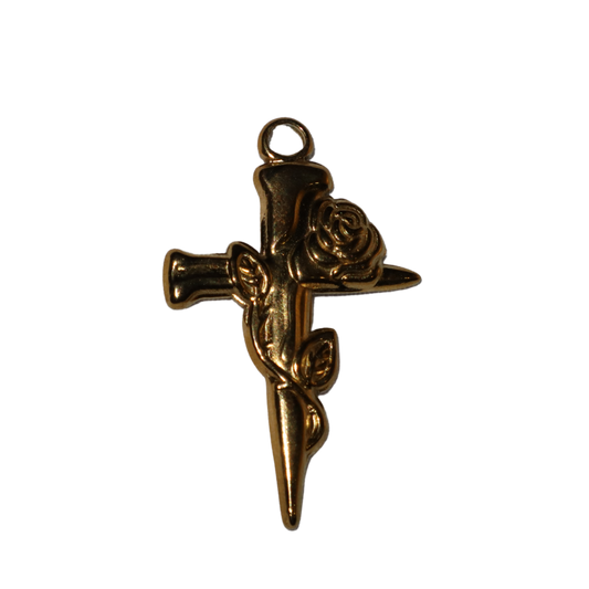 Nail Cross with Rose Charm