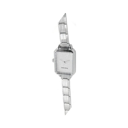 Silver Link Rectangular Glitter Dial Italian Watch