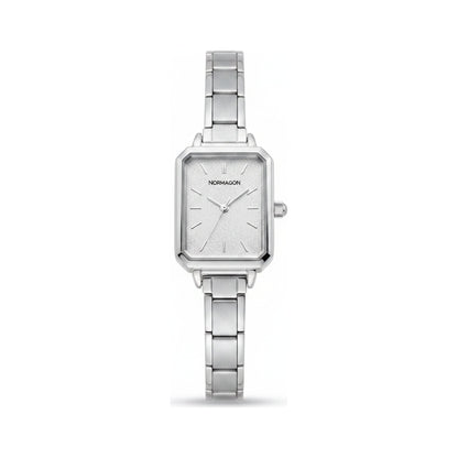 Silver Link Rectangular Glitter Dial Italian Watch