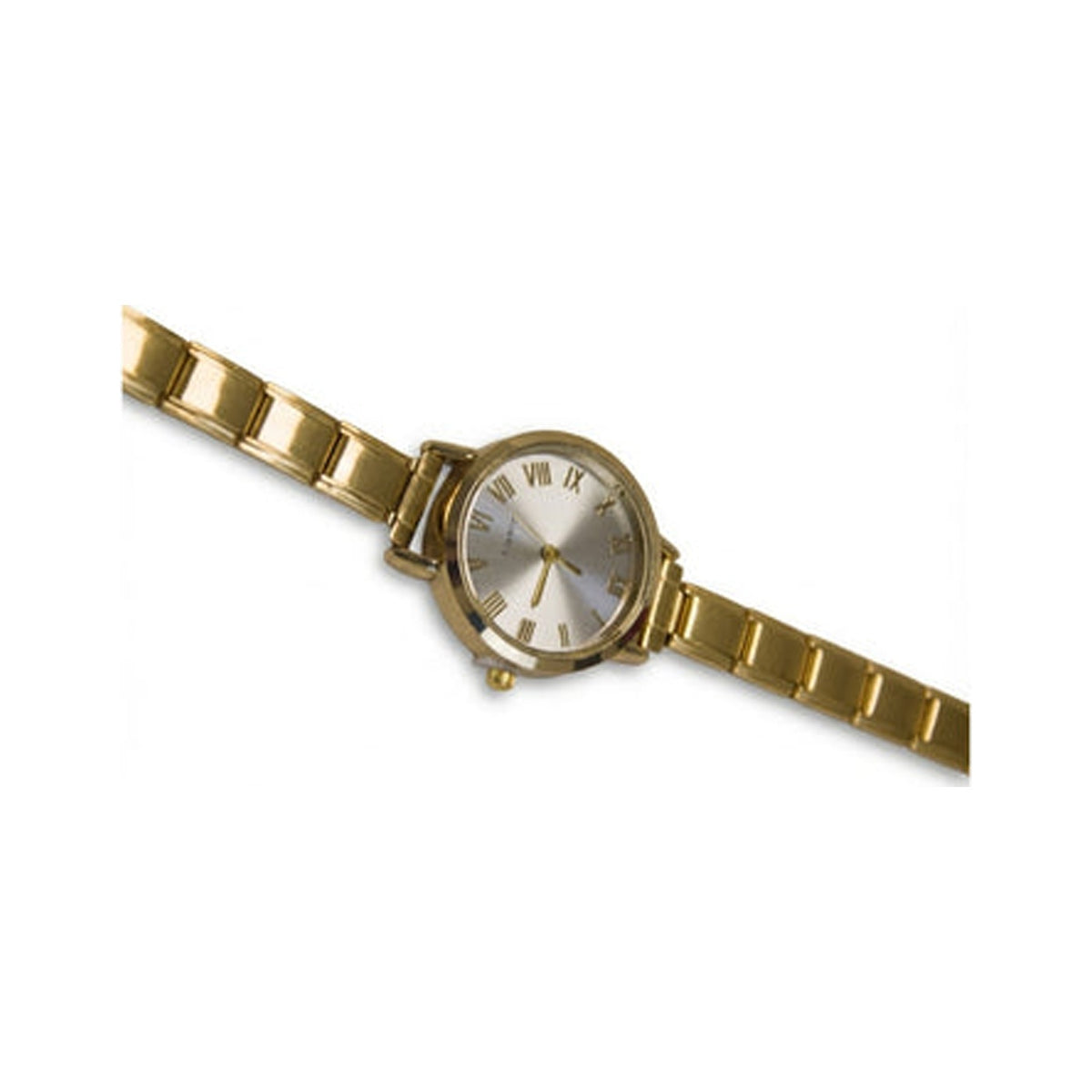 Gold Link Round Silver Full Roman Numeral Italian Watch