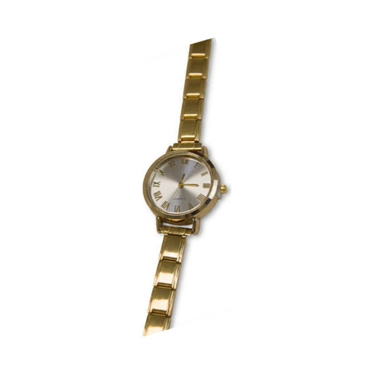 Gold Link Round Silver Full Roman Numeral Italian Watch