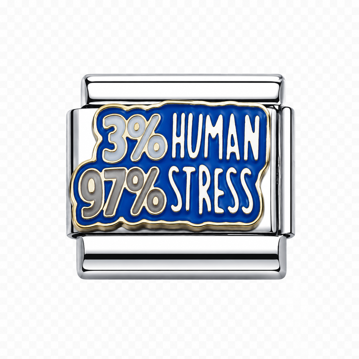 3 human 97 stress Italian Charm — Silver