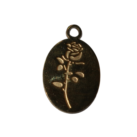 Engraved Rose Oval Charm