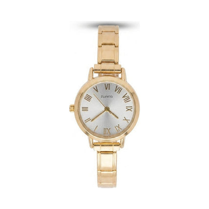 Gold Link Round Silver Roman Numeral Italian Watch