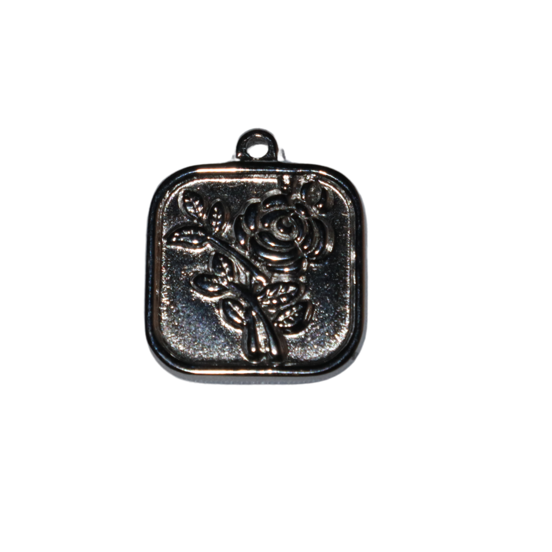 Rose Square Coin Charm