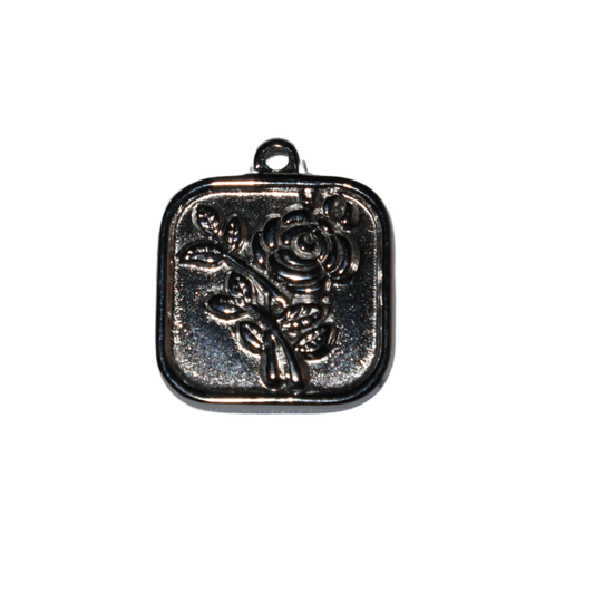 Rose Square Coin Charm