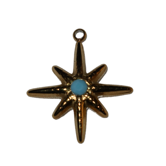Polaris Star with Turquoise Stone  Charm