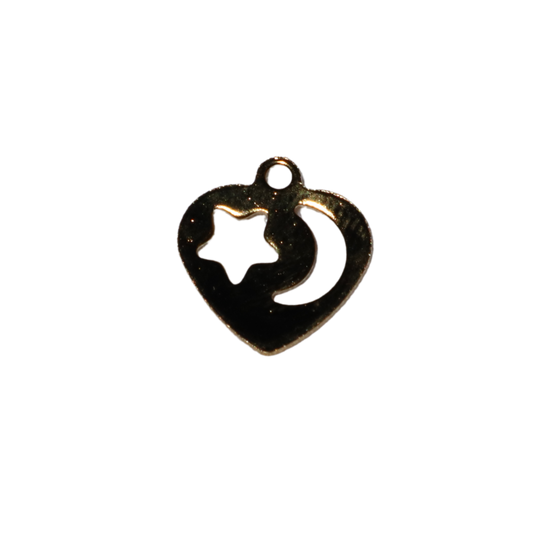 Heart with star and moon cutout Charm