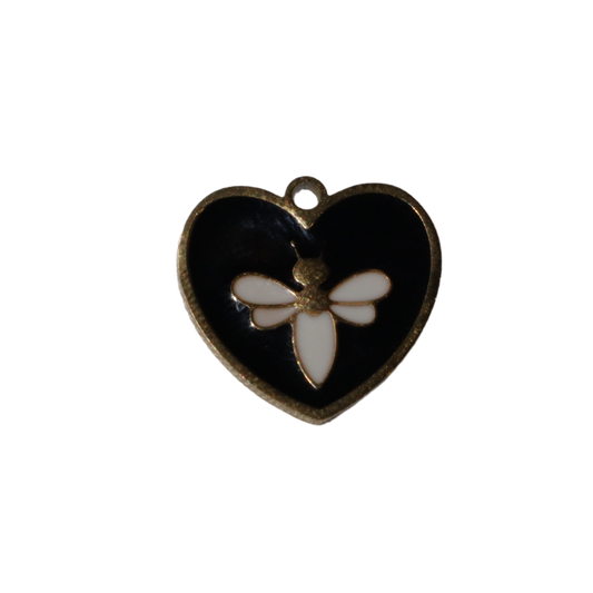 Black Heart with Bee Charm