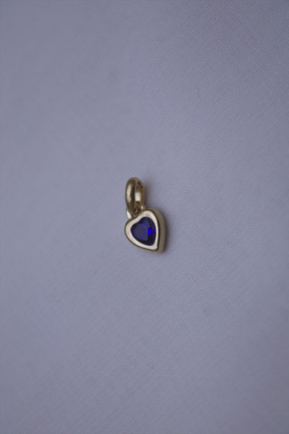Gold Green Crystal Heart Charm