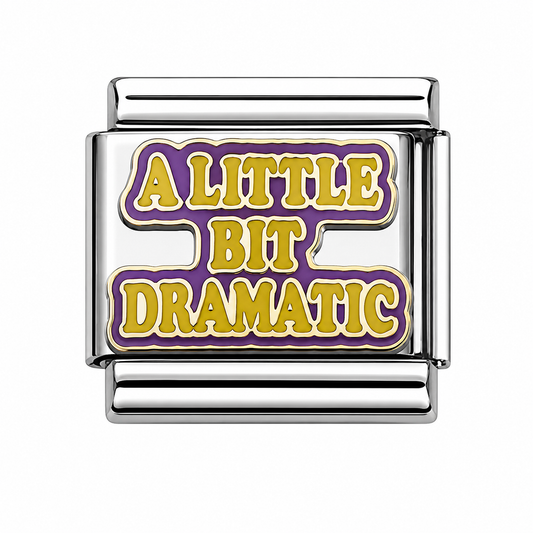 A little bit Dramatic yellow and Purple Italian Charm — Silver