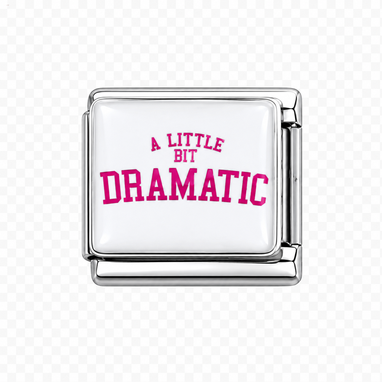 A little bit dramatic white and pink Italian Charm — Silver