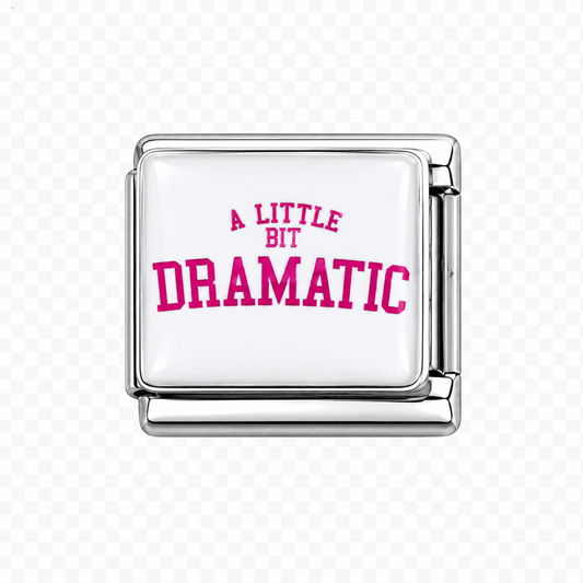 A little bit dramatic white and pink Italian Charm — Silver