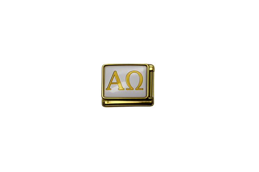 Alpha and Omega Italian Charm — Gold
