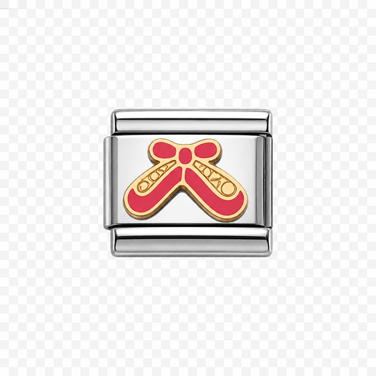 Ballet Slipper Italian Charm — Silver