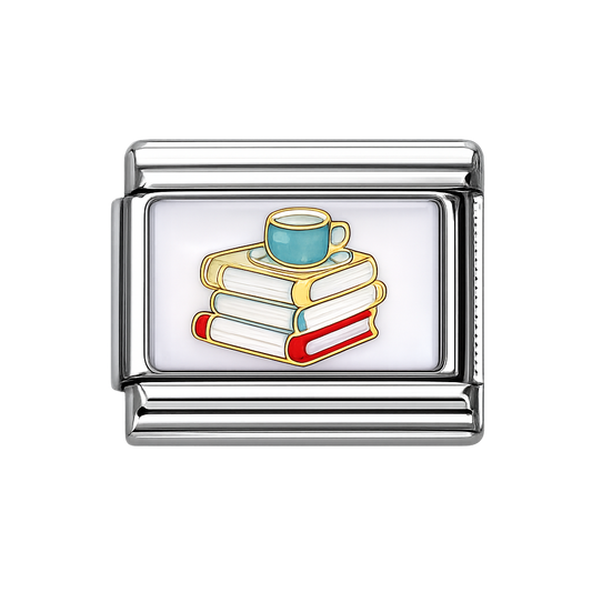 Books with tea Italian Charm — Silver