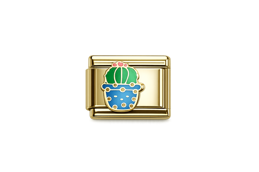Cactus on Italian Charm — Gold