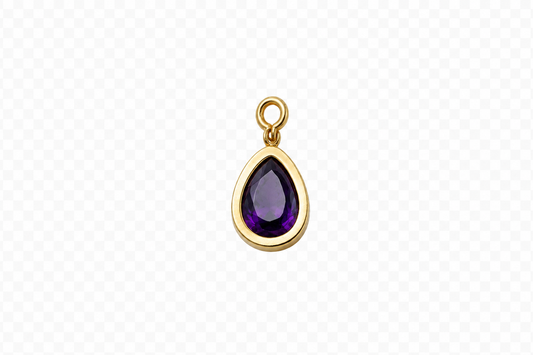 Classic Gold Purple Teardrop Charm