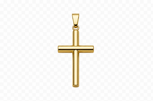 Classic Gold Pipe Cross Charm