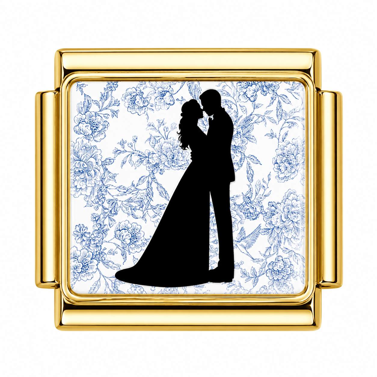 Couple Standing Blue Background Italian Charm — Gold