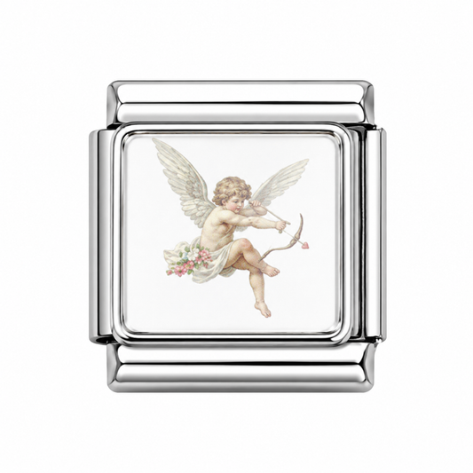 Cupid Italian Charm — Silver